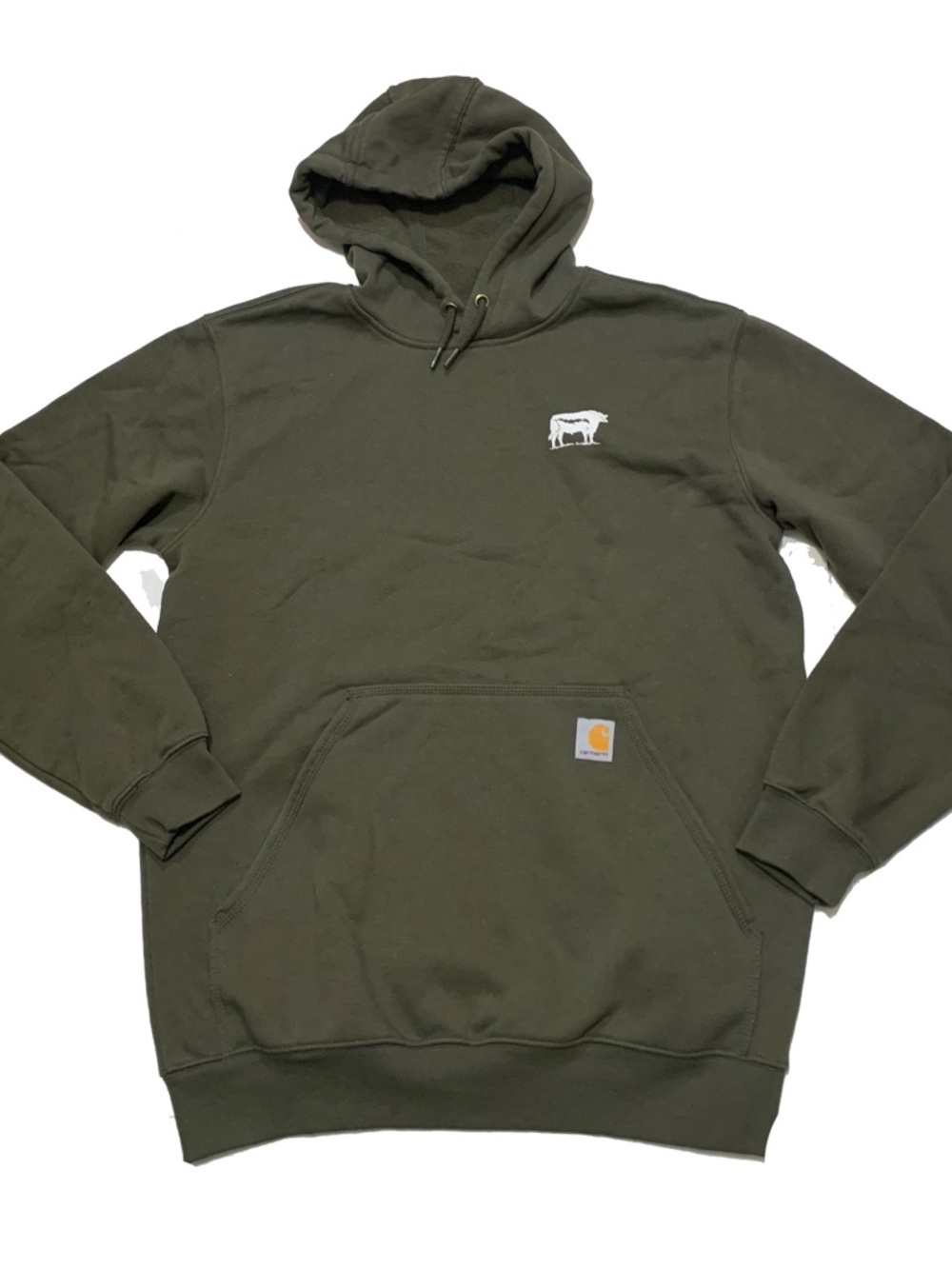Carhartt Olive Hooded Work Sweatshirt with Small Logo